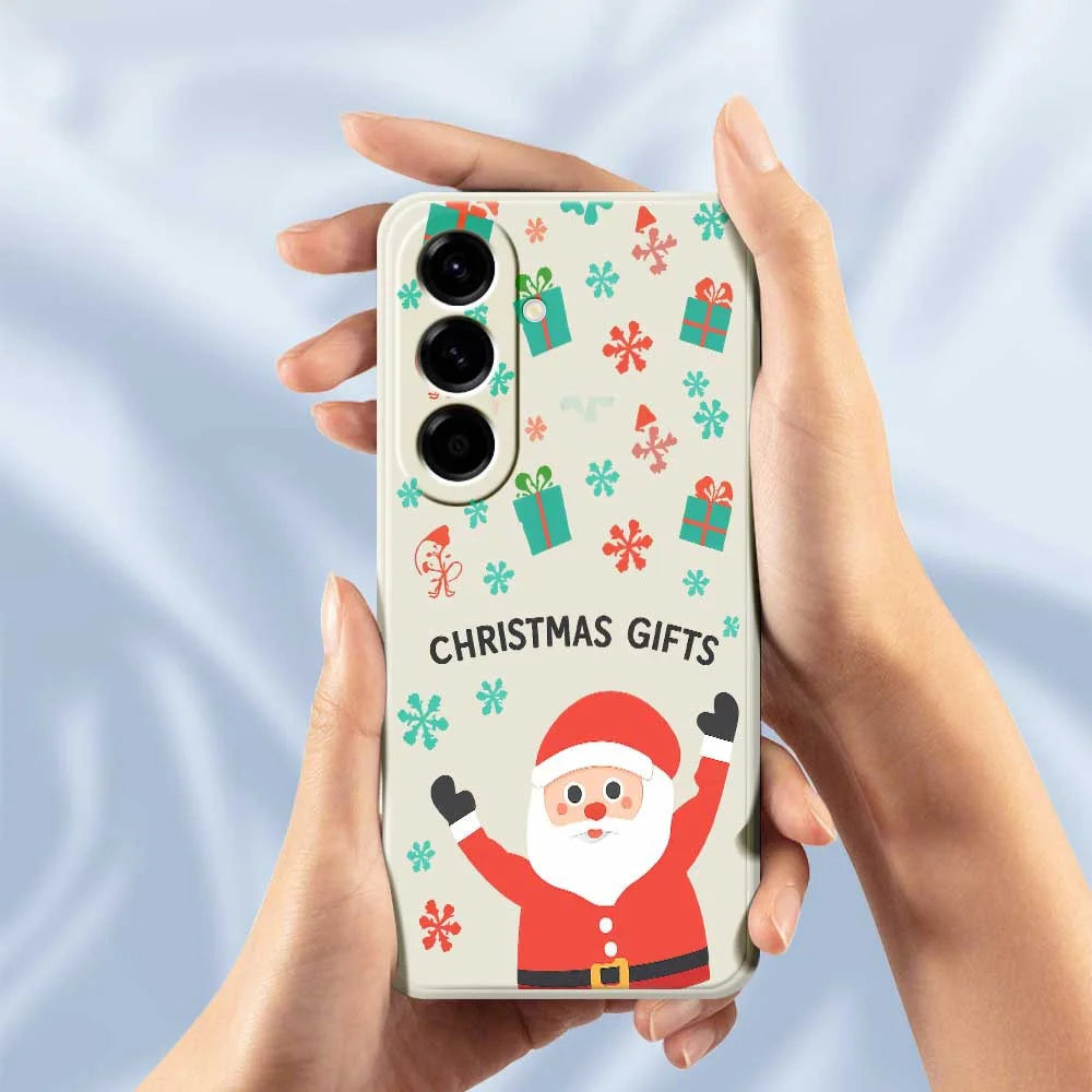 For Samsung Galaxy A56 5G Case Christmas Gifts Pattern Printing Straight Edge TPU Phone Back Cover - Beige - 5