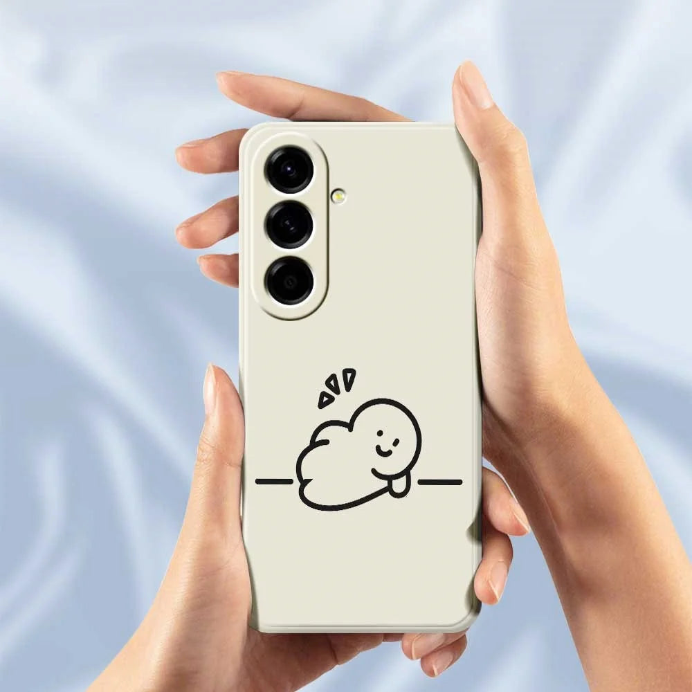 For Samsung Galaxy A56 5G Case Stick Figure Pattern Printing Straight Edge TPU Phone Back Cover - Beige - 5