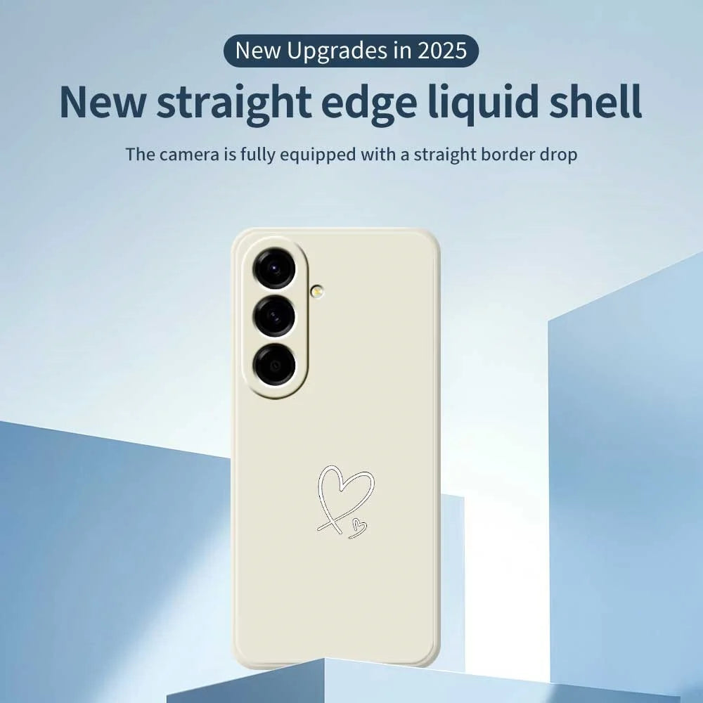 For Samsung Galaxy A56 5G Case White Love Pattern Printing Straight Edge TPU Phone Back Cover - Beige - 2