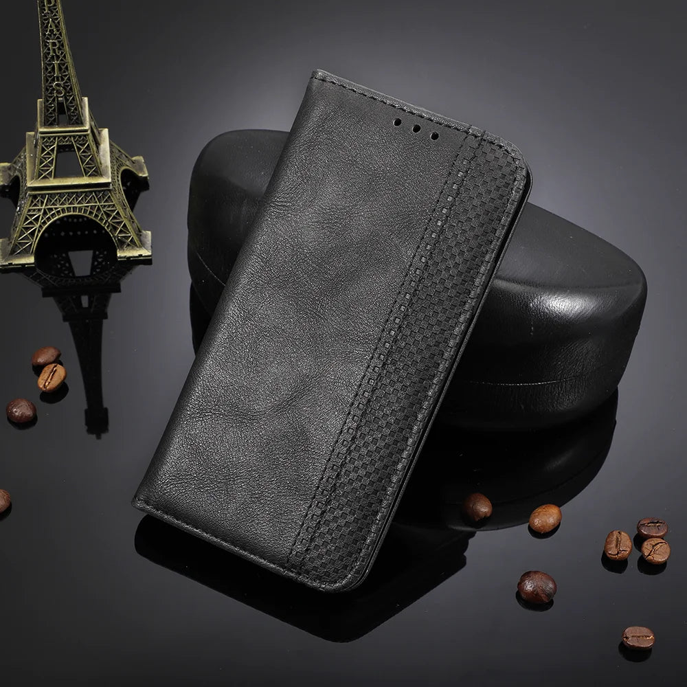 For Samsung Galaxy M36 5G Leather Case Wallet Stand Retro Texture Phone Cover - Black - 2