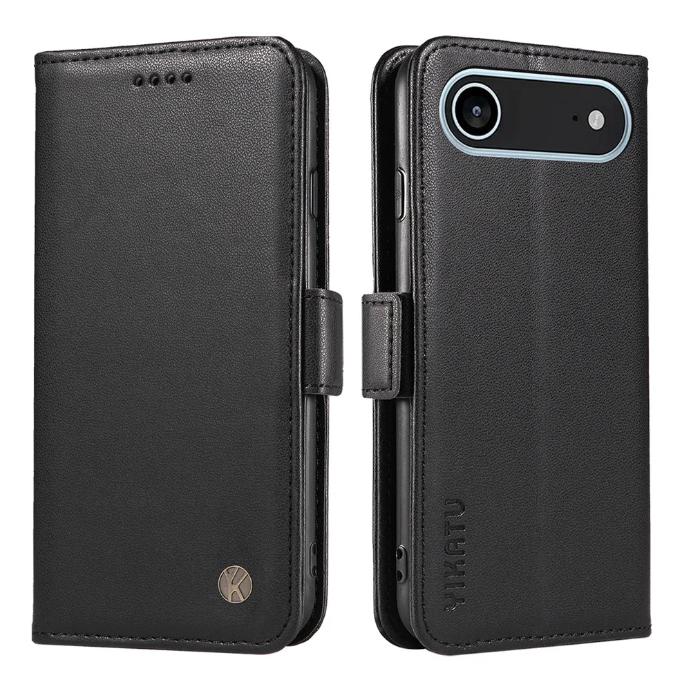 YIKATU For iPhone Air Wallet Phone Case  YK-003 Leather Stand Cover -  Black - 1