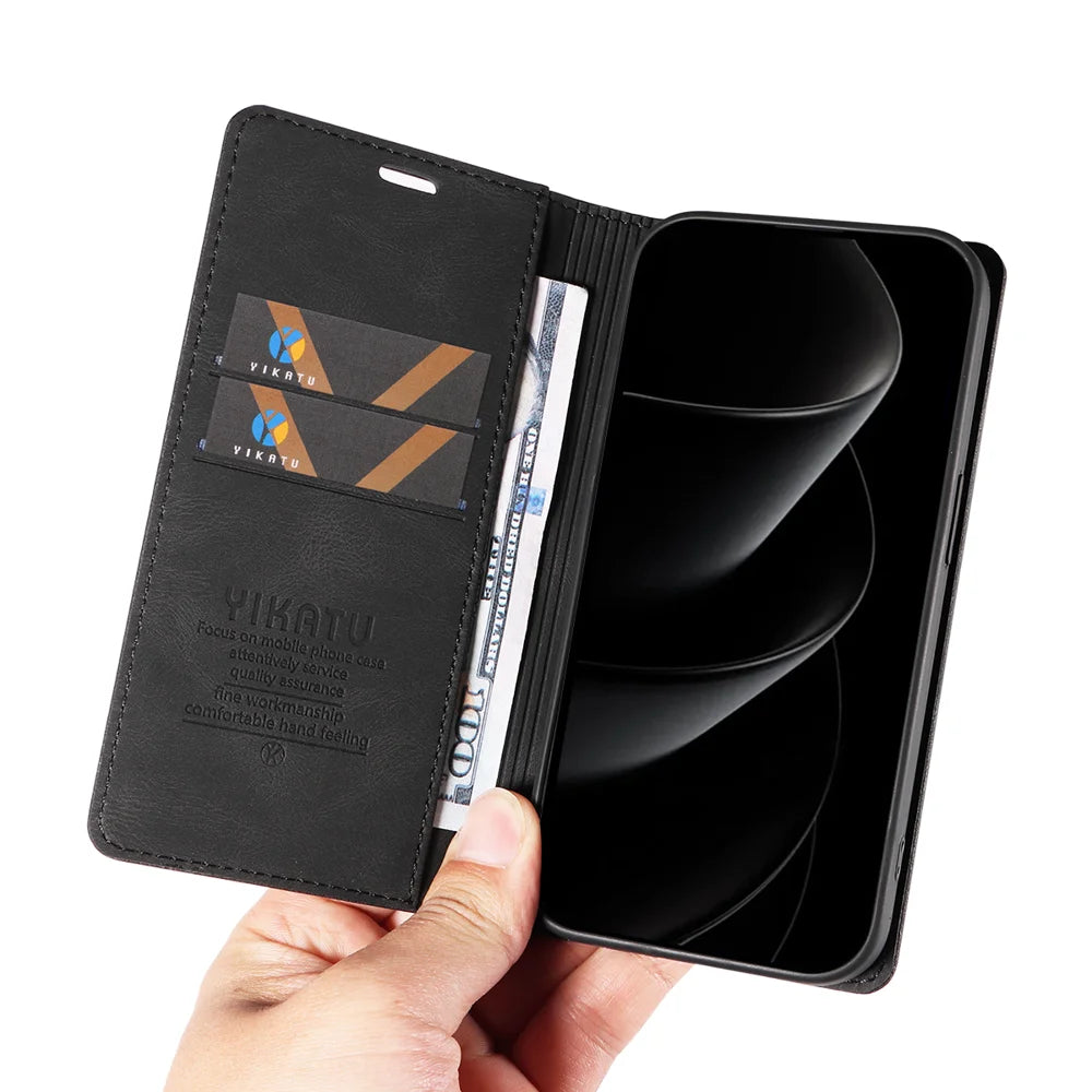 YIKATU For iPhone 18 Pro Max / 17 Pro Max Leather Cover  YK-004 Skin-Touch Wallet Phone Cases - Black - 7