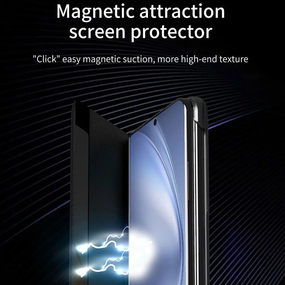 For vivo X Fold5 5G Case View Window PU Leather Stand Smart Phone Cover - Black - 7