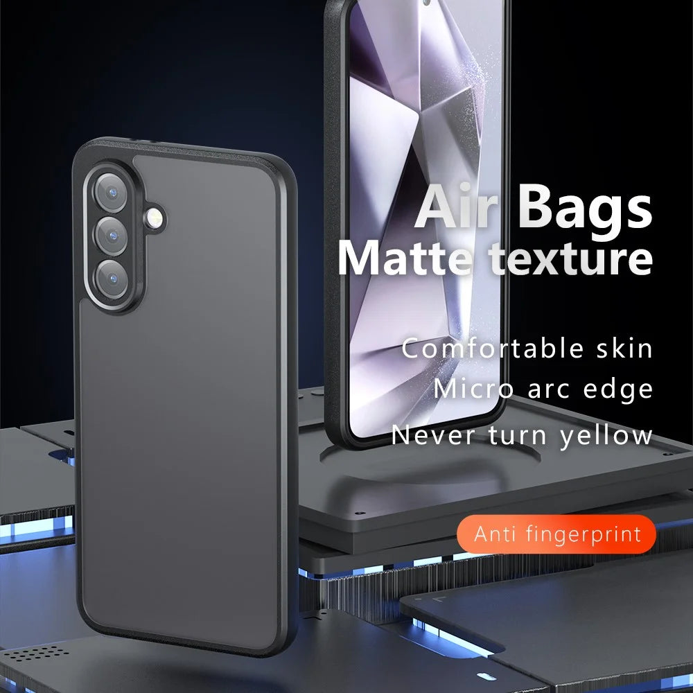 For Samsung Galaxy A36 5G Case Skin-Touch TPU + PC Matte Phone Back Cover, Transparent Black - 2