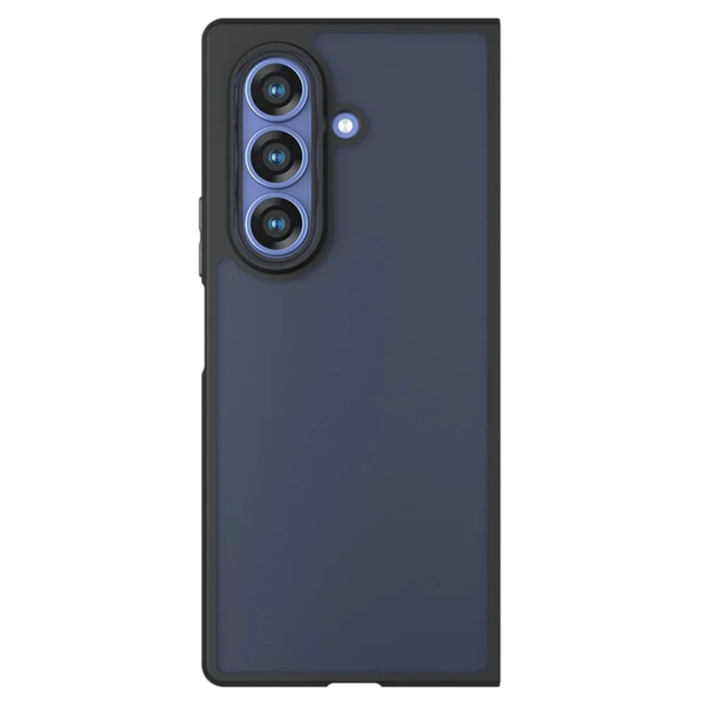 For Samsung Galaxy Z Fold7 5G Case Skin-Touch TPU + PC Matte Phone Back Cover, Transparent Black - 2
