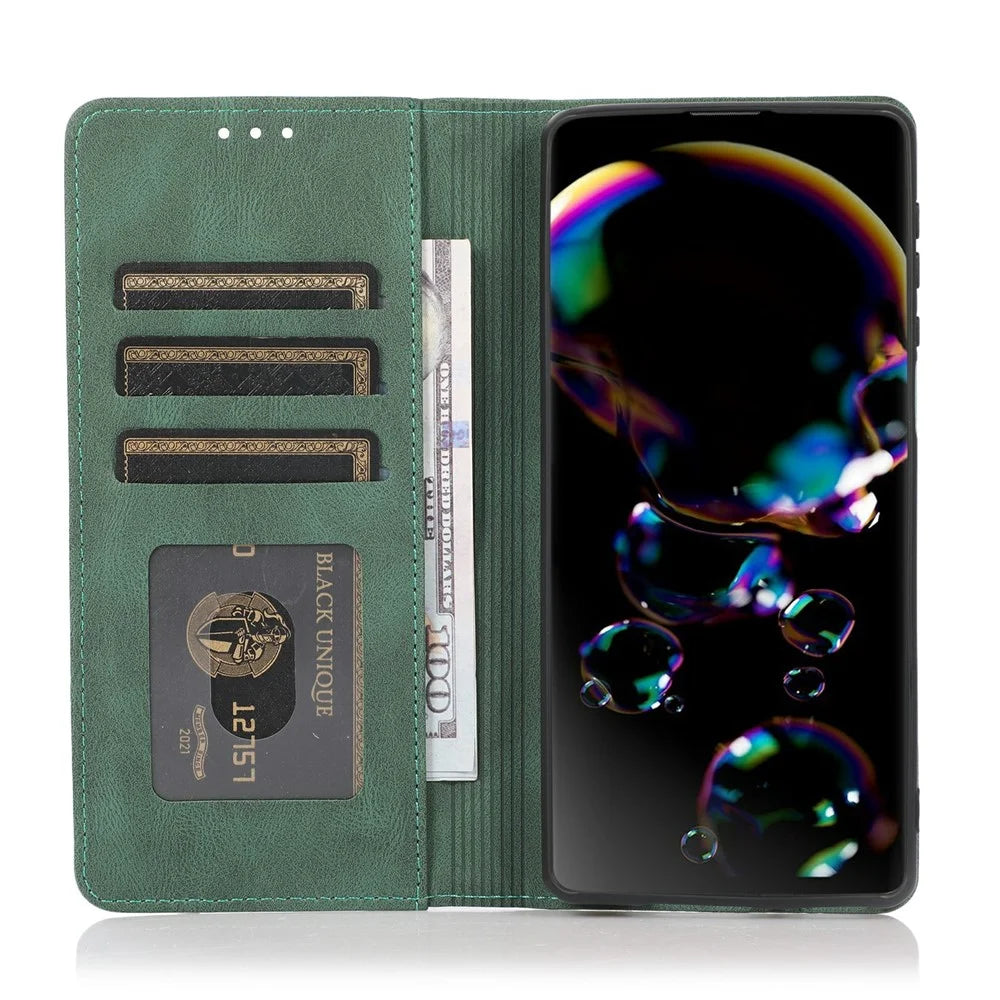 For Google Pixel 9a Case Wallet Magnetic Closing Leather Flip Phone Cover - Green - 2