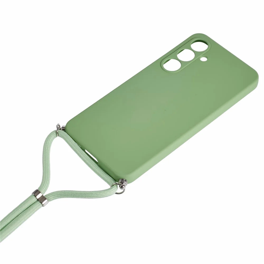 For Samsung Galaxy S25 FE Case Flexible TPU Fiber Lining Anti-Shock Crossbody Phone Cover - Matcha Green - 3