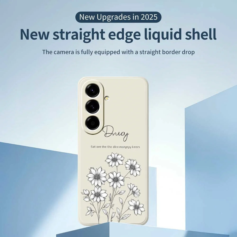 For Samsung Galaxy A56 5G Case Sketch Flowers Pattern Printing Straight Edge TPU Phone Back Cover - Beige - 3