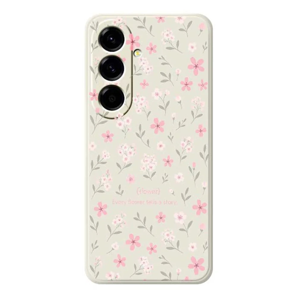 For Samsung Galaxy A56 5G Case Small Flower Pattern Printing Straight Edge TPU Phone Back Cover - Beige - 1