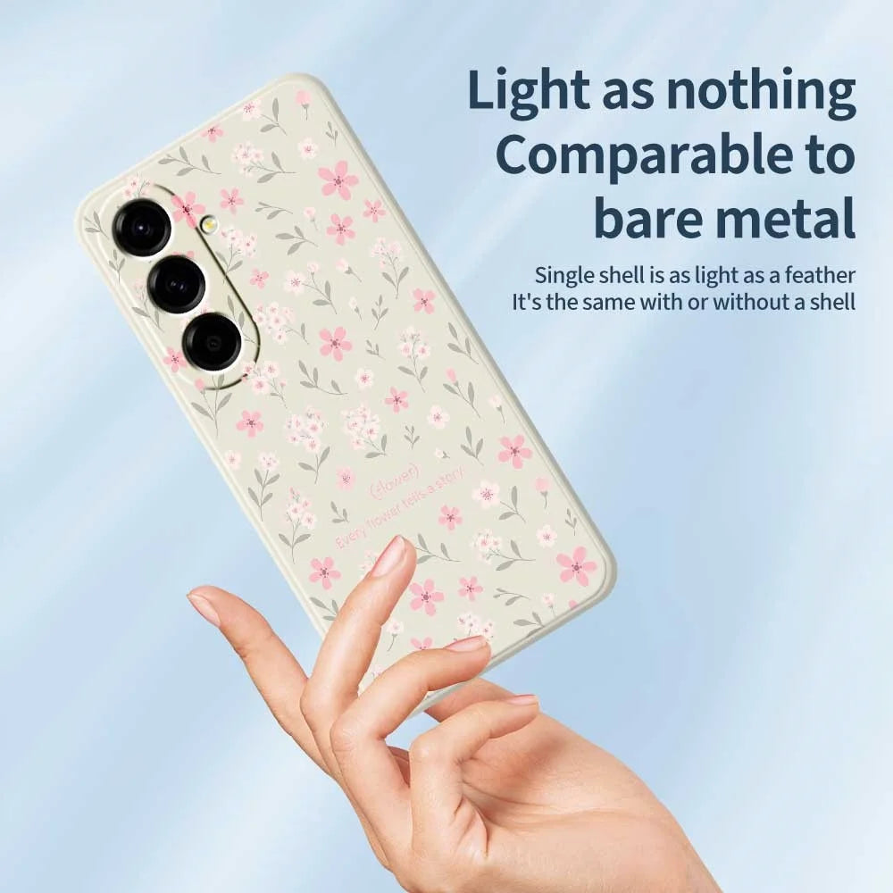For Samsung Galaxy A56 5G Case Small Flower Pattern Printing Straight Edge TPU Phone Back Cover - Beige - 4