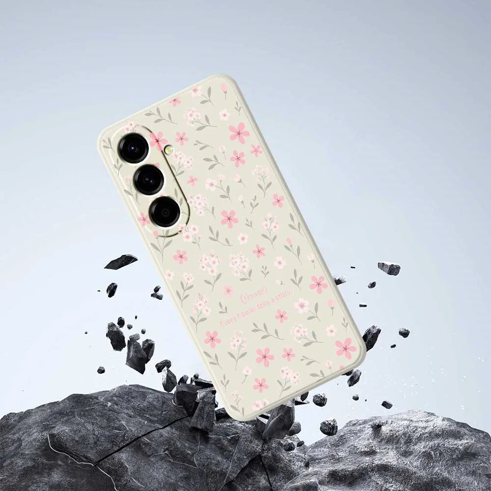 For Samsung Galaxy A56 5G Case Small Flower Pattern Printing Straight Edge TPU Phone Back Cover - Beige - 7