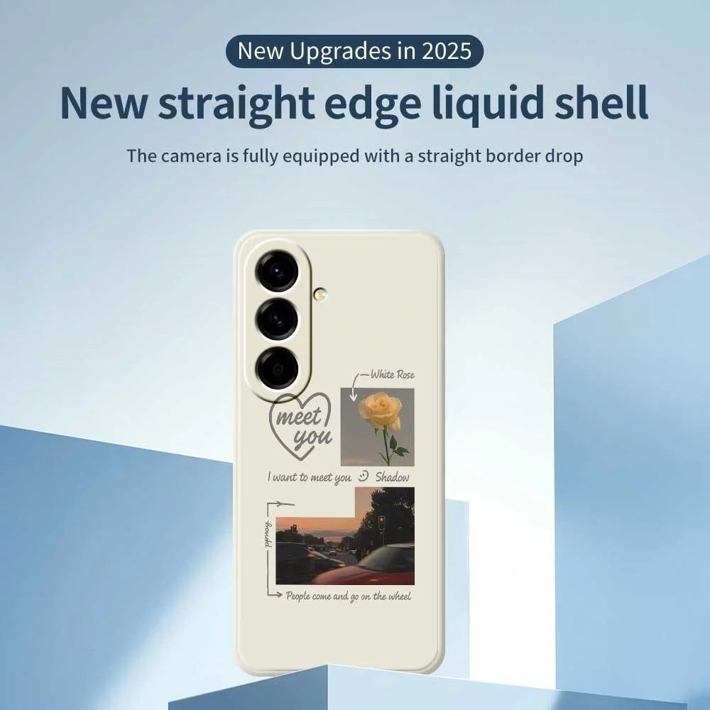 For Samsung Galaxy A56 5G Case Meet You Photo Pattern Printing Straight Edge TPU Phone Back Cover - Beige - 3