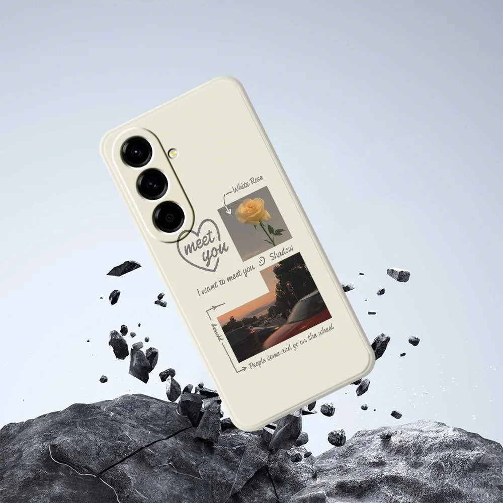 For Samsung Galaxy A56 5G Case Meet You Photo Pattern Printing Straight Edge TPU Phone Back Cover - Beige - 7