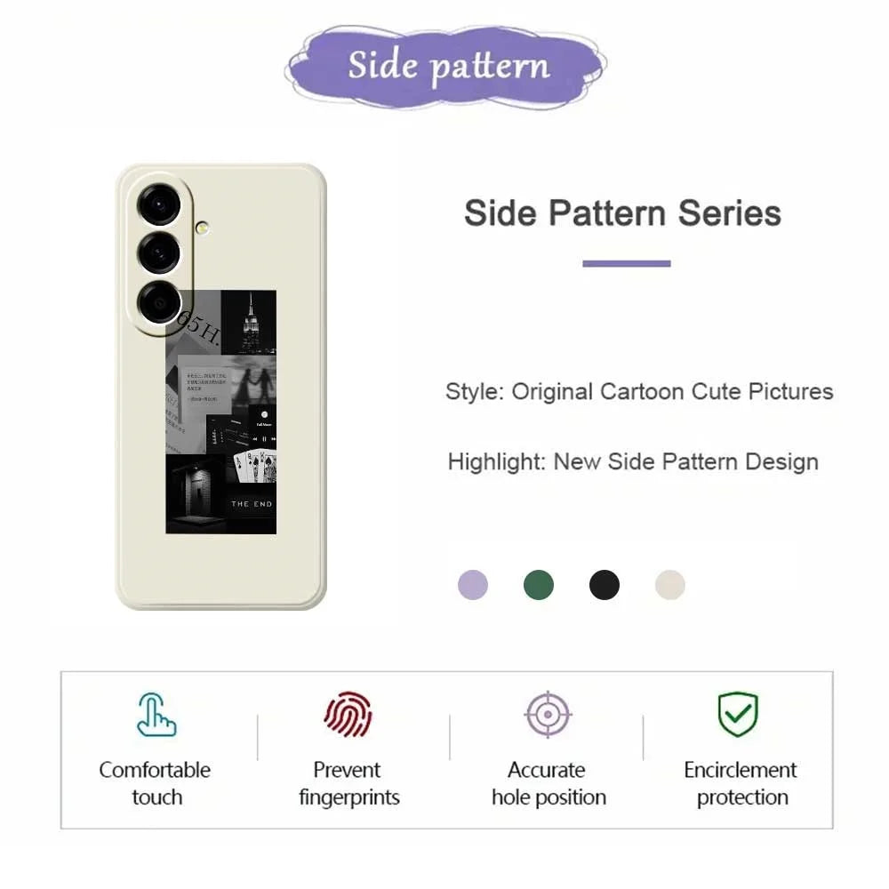 For Samsung Galaxy A56 5G Case Stitching Photos Pattern Printing Straight Edge TPU Phone Back Cover - Beige - 2