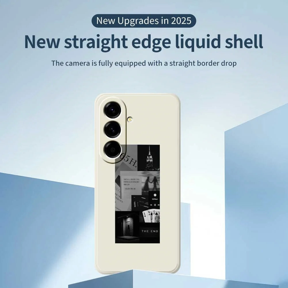 For Samsung Galaxy A56 5G Case Stitching Photos Pattern Printing Straight Edge TPU Phone Back Cover - Beige - 3