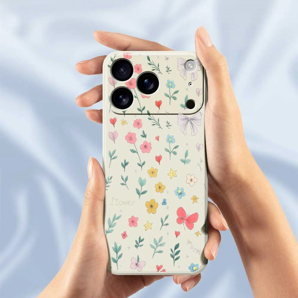 For iPhone 18 Pro Max / 17 Pro Max Case Floral Bow Pattern Printing Straight Edge TPU Phone Back Cover - Beige - 6