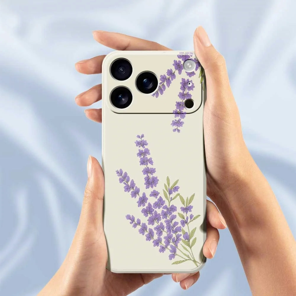 For iPhone 18 Pro Max / 17 Pro Max Case Lavender Pattern Printing Straight Edge TPU Phone Back Cover - Beige - 6