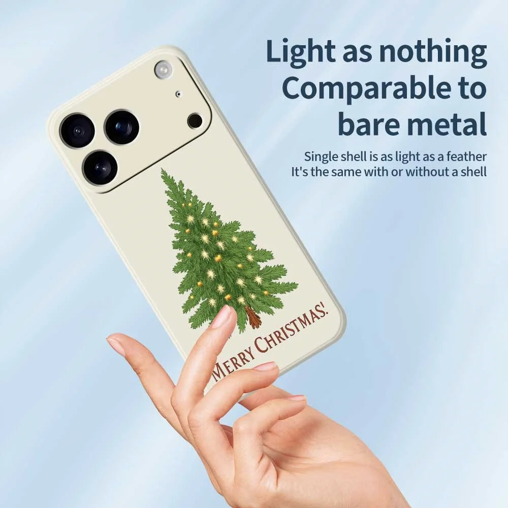 For iPhone 18 Pro Max / 17 Pro Max Case Christmas Tree Pattern Printing Straight Edge TPU Phone Back Cover - Beige - 4