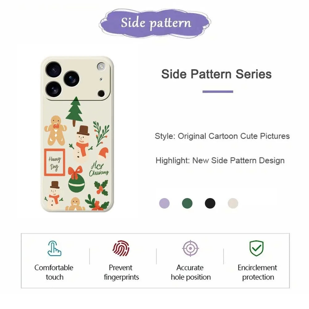 For iPhone 18 Pro Max / 17 Pro Max Case Christmas Snowman Pattern Printing Straight Edge TPU Phone Back Cover - Beige - 2