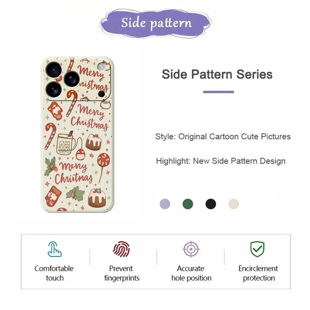 For iPhone 18 Pro Max / 17 Pro Max Case Merry Christmas Pattern Printing Straight Edge TPU Phone Back Cover - Beige - 2