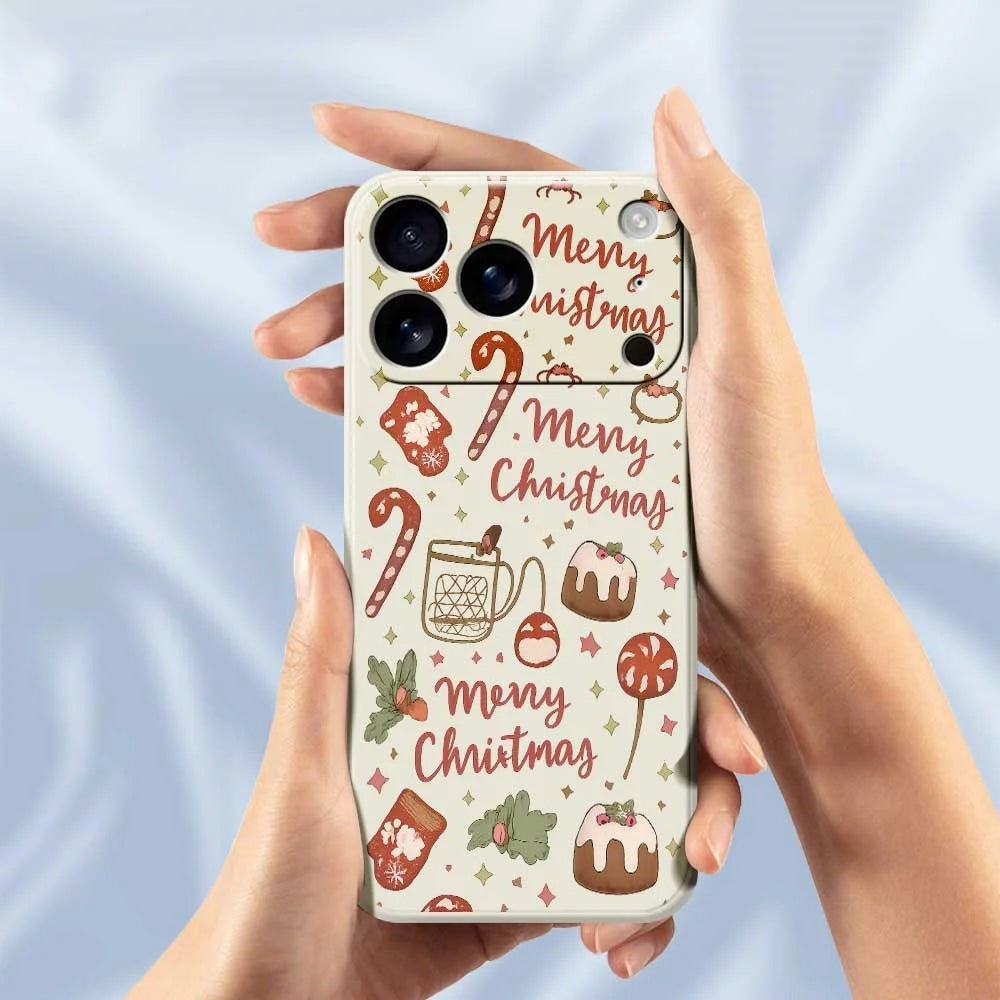 For iPhone 18 Pro Max / 17 Pro Max Case Merry Christmas Pattern Printing Straight Edge TPU Phone Back Cover - Beige - 6