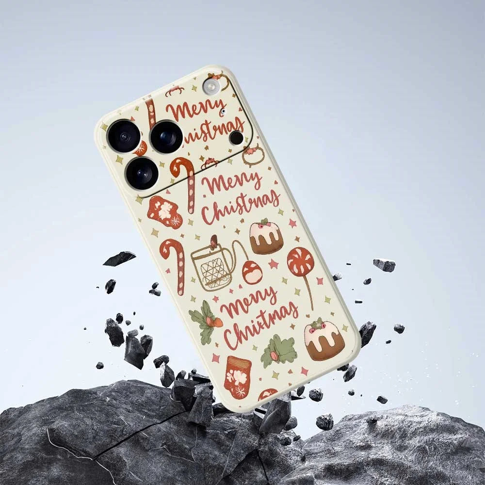 For iPhone 18 Pro Max / 17 Pro Max Case Merry Christmas Pattern Printing Straight Edge TPU Phone Back Cover - Beige - 7