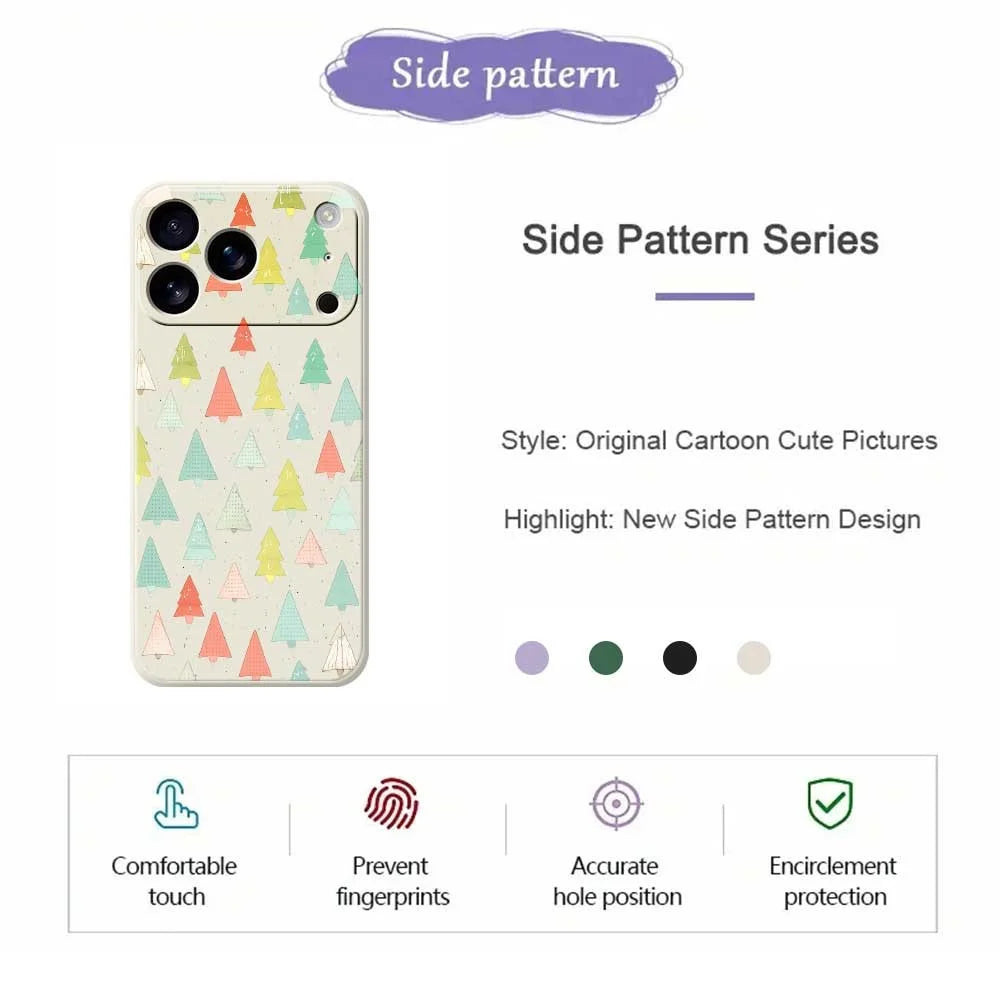 For iPhone 18 Pro Max / 17 Pro Max Case Colorful Trees Pattern Printing Straight Edge TPU Phone Back Cover - Beige - 2