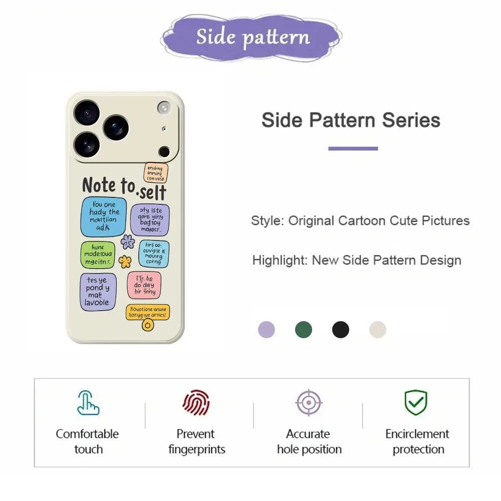 For iPhone 18 Pro Max / 17 Pro Max Case Colored Sticky Notes Pattern Printing Straight Edge TPU Phone Back Cover - Beige - 2