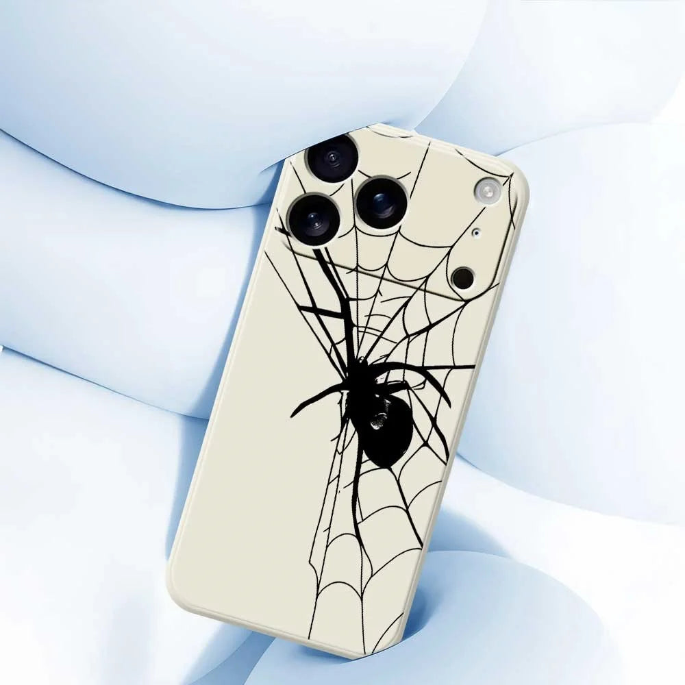 For iPhone 18 Pro Max / 17 Pro Max Case Spider Pattern Printing Straight Edge TPU Phone Back Cover - Beige - 5