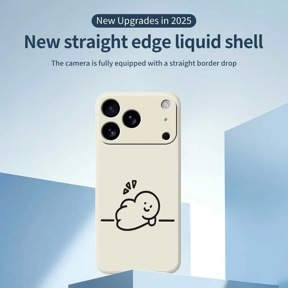 For iPhone 18 Pro Max / 17 Pro Max Case Stick Figure Pattern Printing Straight Edge TPU Phone Back Cover - Beige - 3