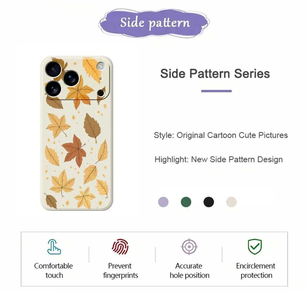 For iPhone 18 Pro Max / 17 Pro Max Case Maple Leaves Pattern Printing Straight Edge TPU Phone Back Cover - Beige - 2