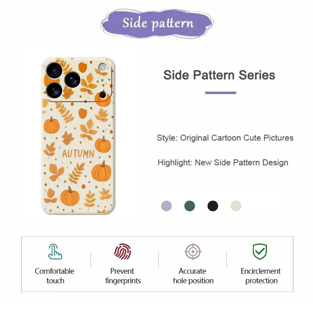 For iPhone 18 Pro Max / 17 Pro Max Case Autumn Theme Pattern Printing Straight Edge TPU Phone Back Cover - Beige - 2
