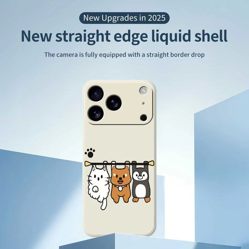 For iPhone 18 Pro Max / 17 Pro Max Case Three Animal Dolls Pattern Printing Straight Edge TPU Phone Back Cover - Beige - 3