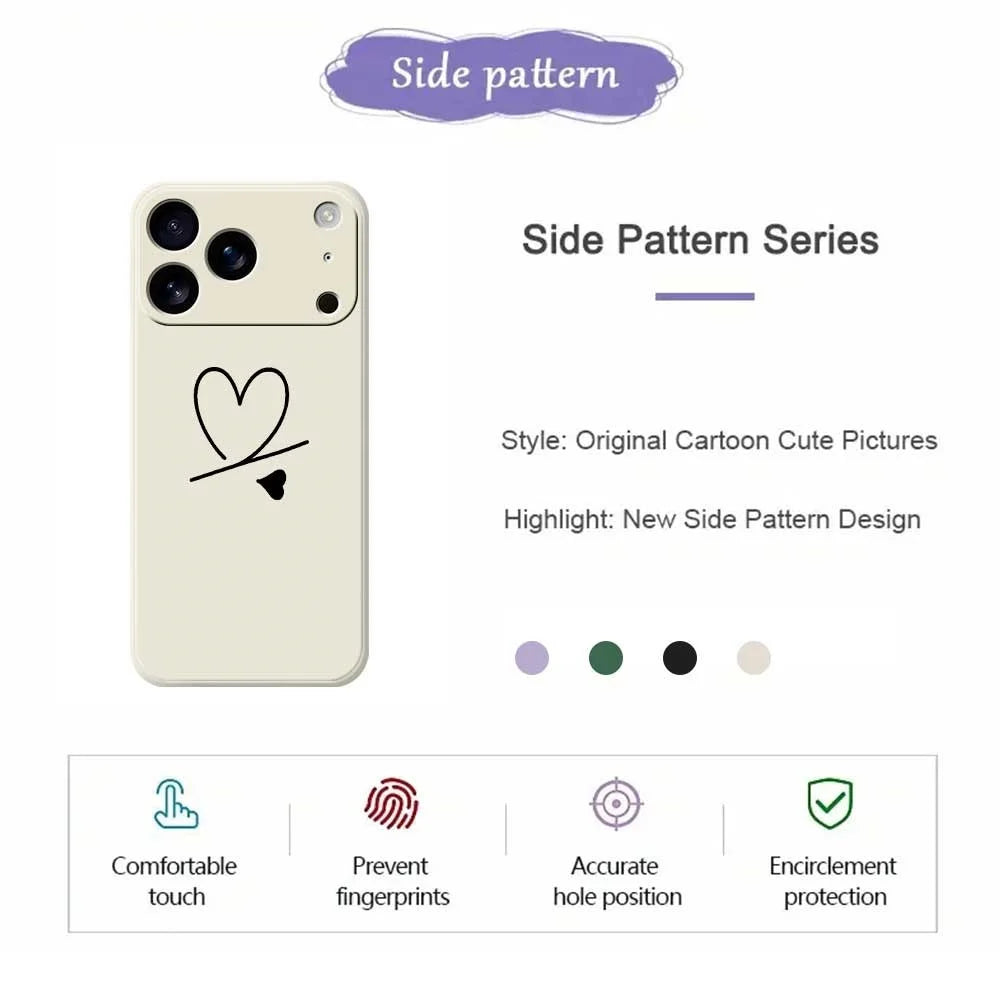 For iPhone 18 Pro Max / 17 Pro Max Case Black Love Pattern Printing Straight Edge TPU Phone Back Cover - Beige - 2