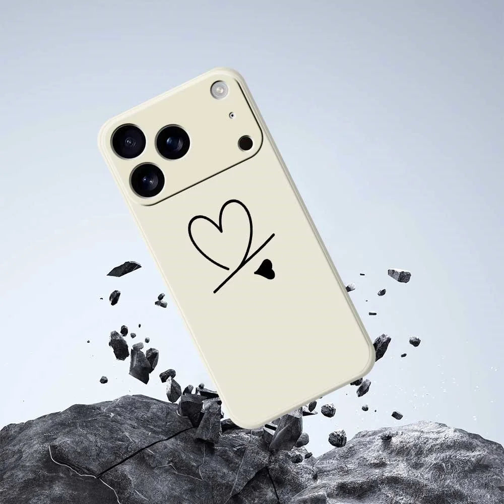 For iPhone 18 Pro Max / 17 Pro Max Case Black Love Pattern Printing Straight Edge TPU Phone Back Cover - Beige - 7