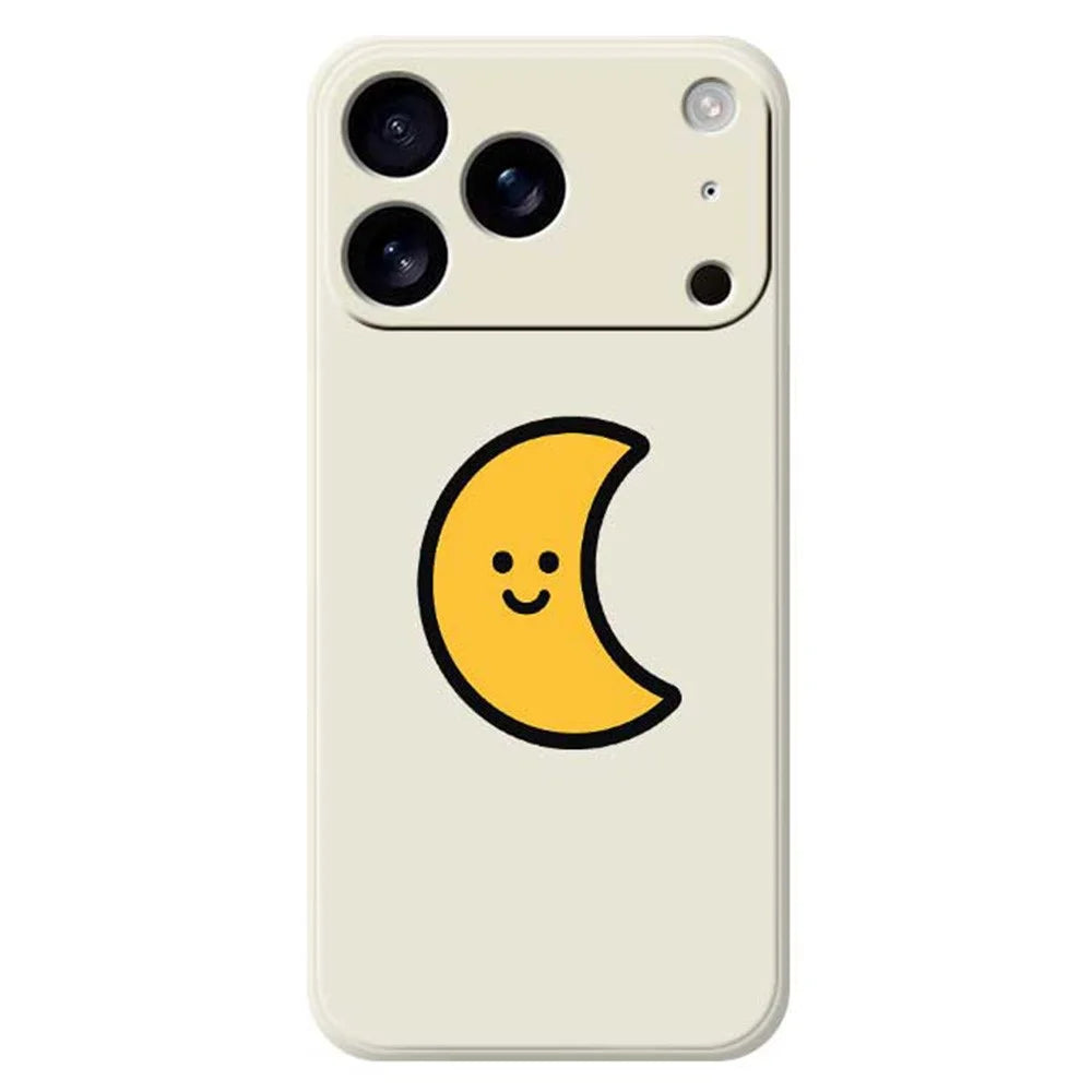 For iPhone 18 Pro Max / 17 Pro Max Case Yellow Moon Pattern Printing Straight Edge TPU Phone Back Cover - Beige - 1