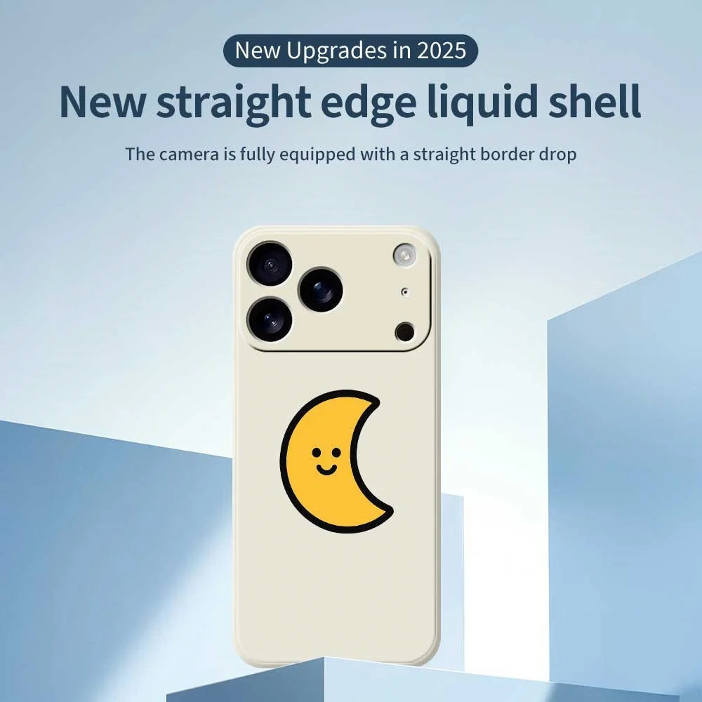 For iPhone 18 Pro Max / 17 Pro Max Case Yellow Moon Pattern Printing Straight Edge TPU Phone Back Cover - Beige - 2