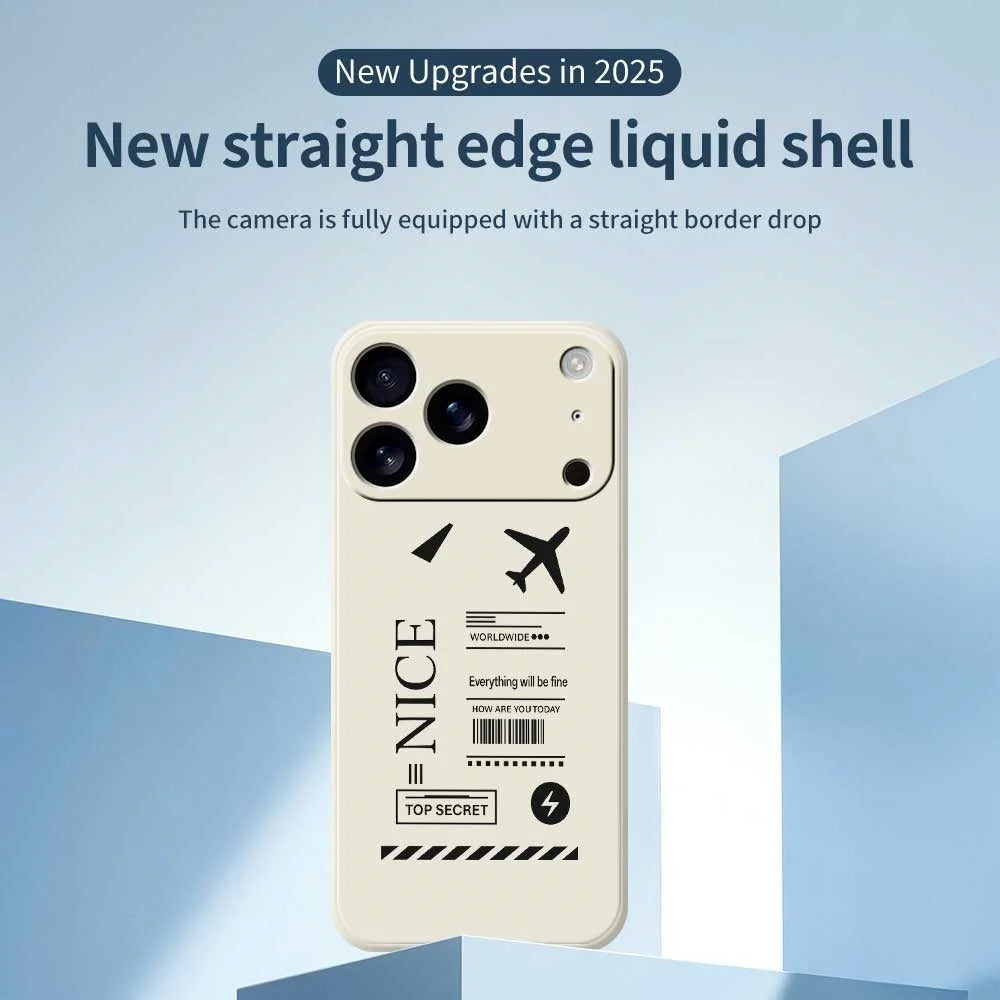 For iPhone 18 Pro Max / 17 Pro Max Case Boarding Ticket Pattern Printing Straight Edge TPU Phone Back Cover - Beige - 2