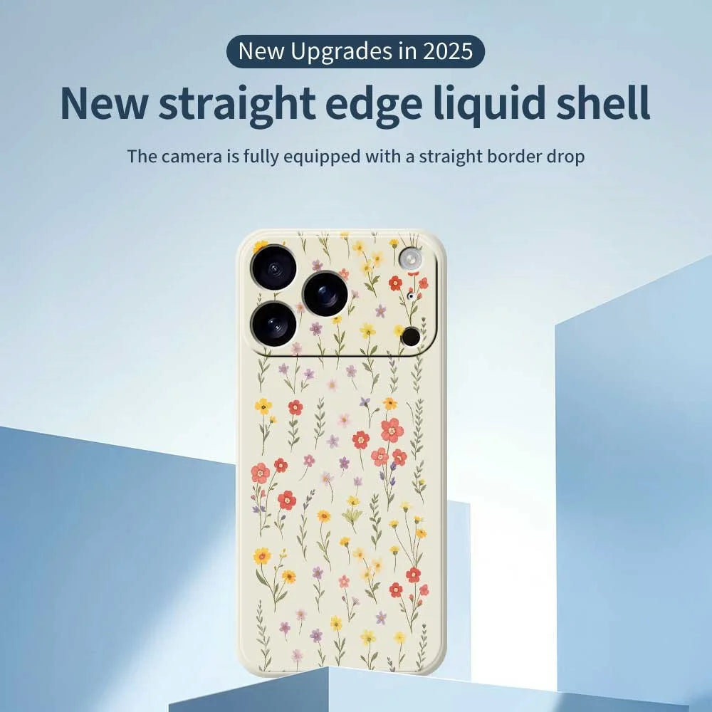 For iPhone 18 Pro Max / 17 Pro Max Case Flowers and Grass Pattern Printing Straight Edge TPU Phone Back Cover - Beige - 2