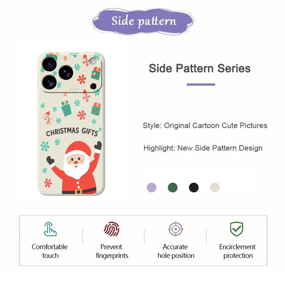 For iPhone 18 Pro / 17 Pro Case Christmas Gifts Pattern Printing Straight Edge TPU Phone Back Cover - Beige - 2