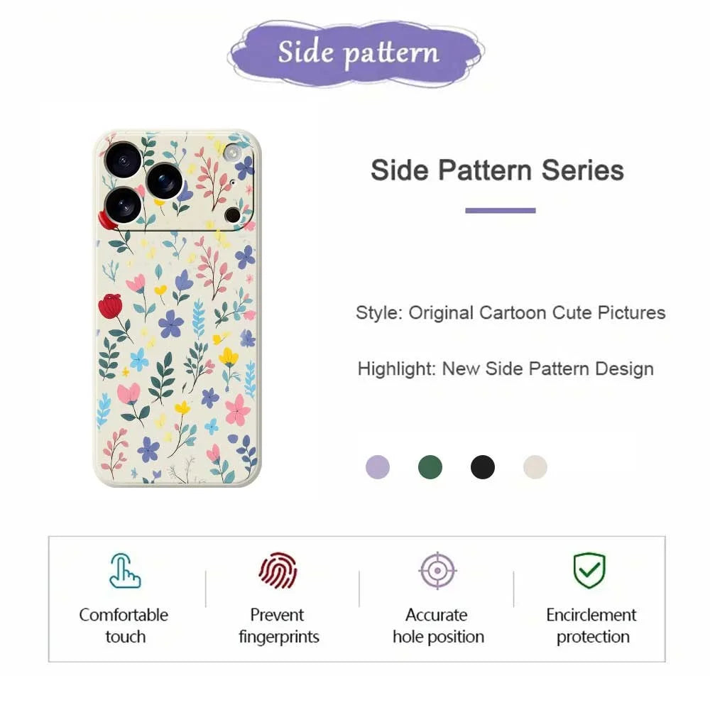For iPhone 18 Pro / 17 Pro Case Colorful Flower Branches Pattern Printing Straight Edge TPU Phone Back Cover - Beige - 2