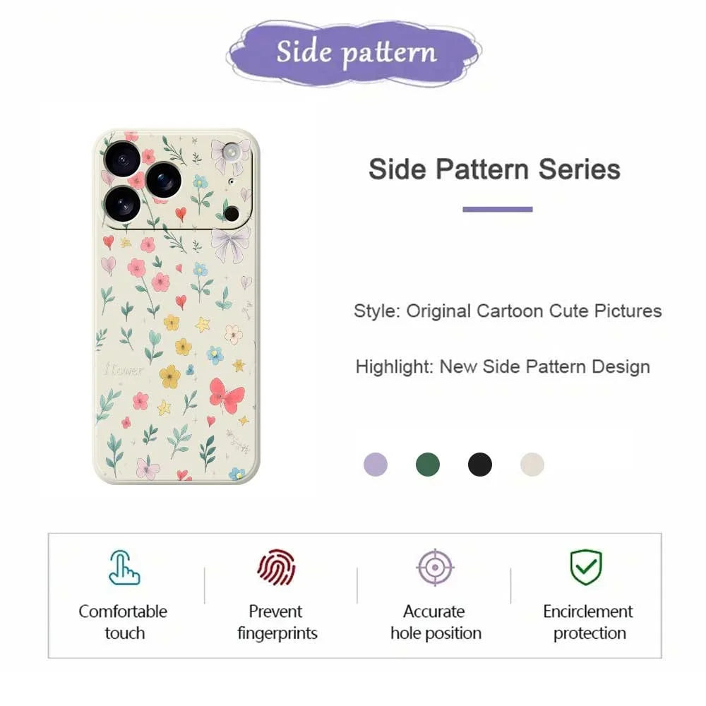 For iPhone 18 Pro / 17 Pro Case Floral Bow Pattern Printing Straight Edge TPU Phone Back Cover - Beige - 2