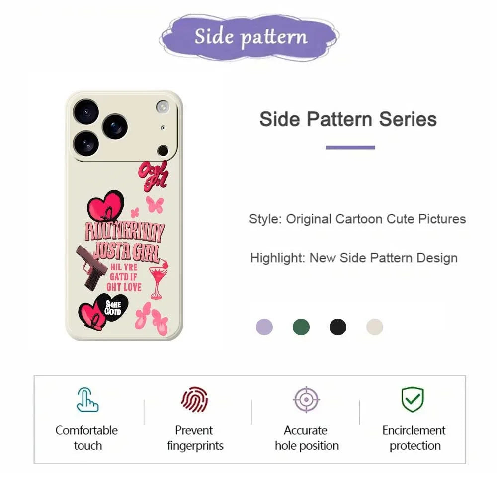 For iPhone 18 Pro / 17 Pro Case Pink Elements Pattern Printing Straight Edge TPU Phone Back Cover - Beige - 2