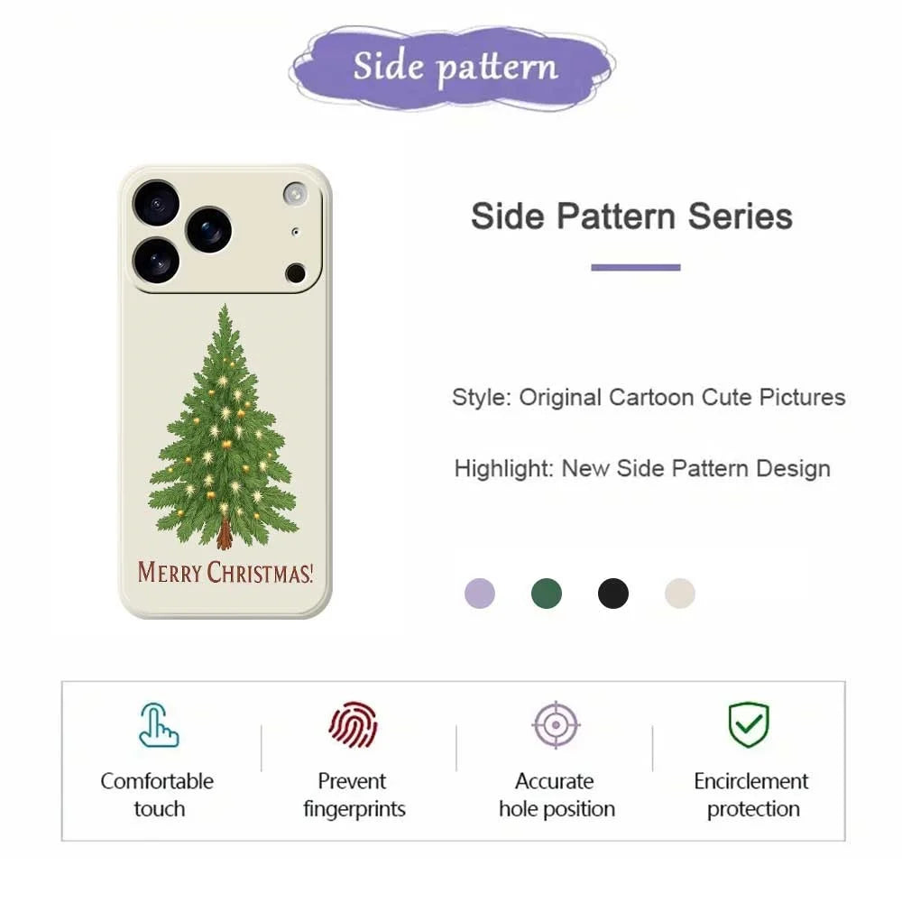 For iPhone 18 Pro / 17 Pro Case Christmas Tree Pattern Printing Straight Edge TPU Phone Back Cover - Beige - 2