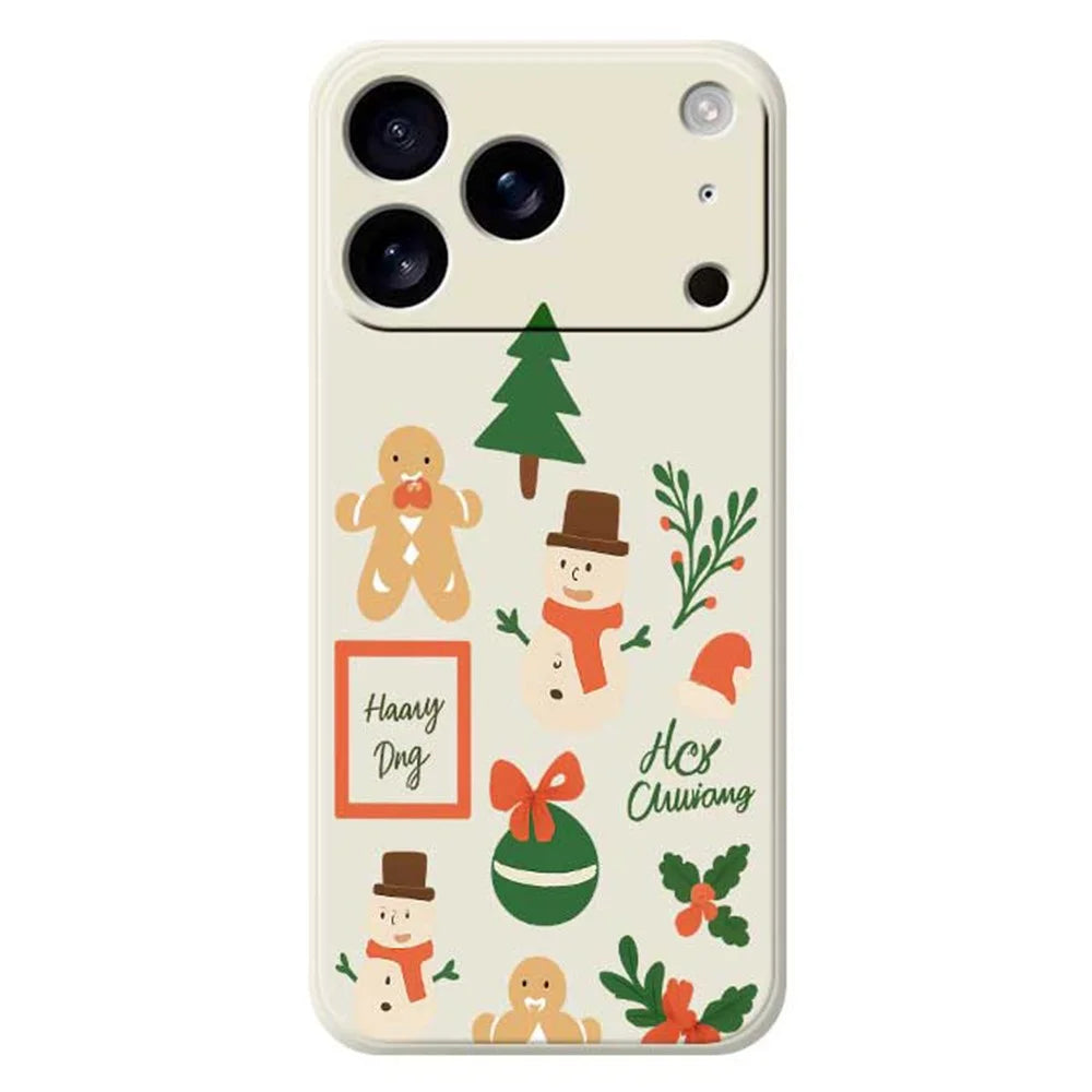 For iPhone 18 Pro / 17 Pro Case Christmas Snowman Pattern Printing Straight Edge TPU Phone Back Cover - Beige - 1