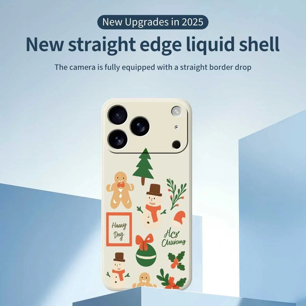For iPhone 18 Pro / 17 Pro Case Christmas Snowman Pattern Printing Straight Edge TPU Phone Back Cover - Beige - 3