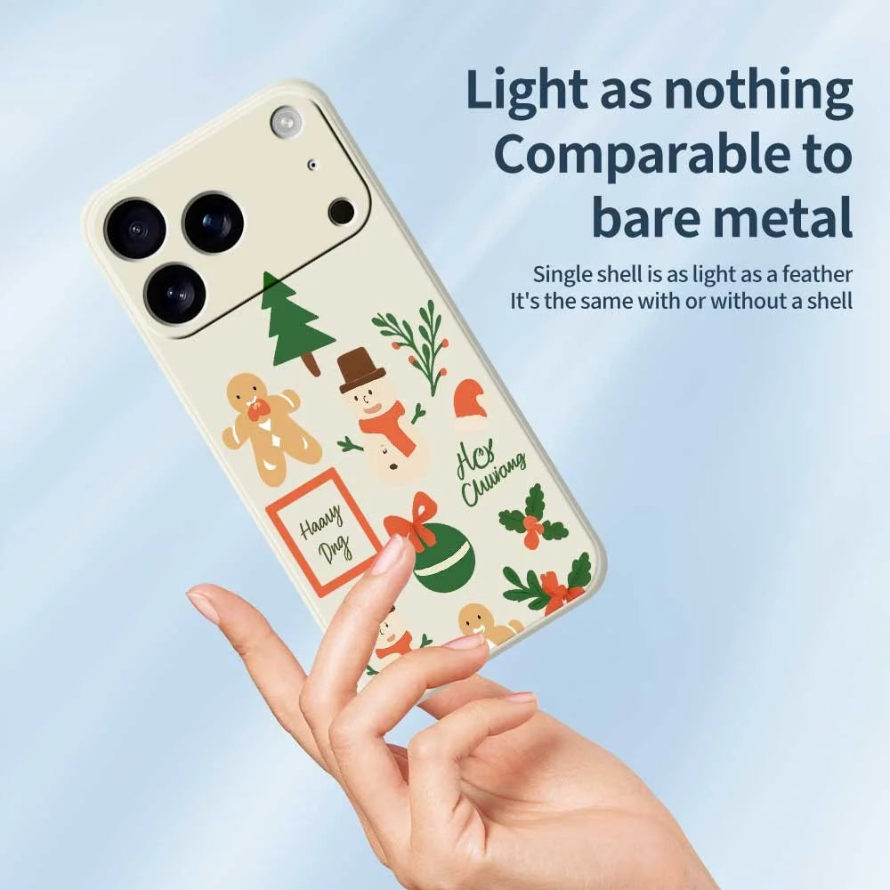 For iPhone 18 Pro / 17 Pro Case Christmas Snowman Pattern Printing Straight Edge TPU Phone Back Cover - Beige - 4
