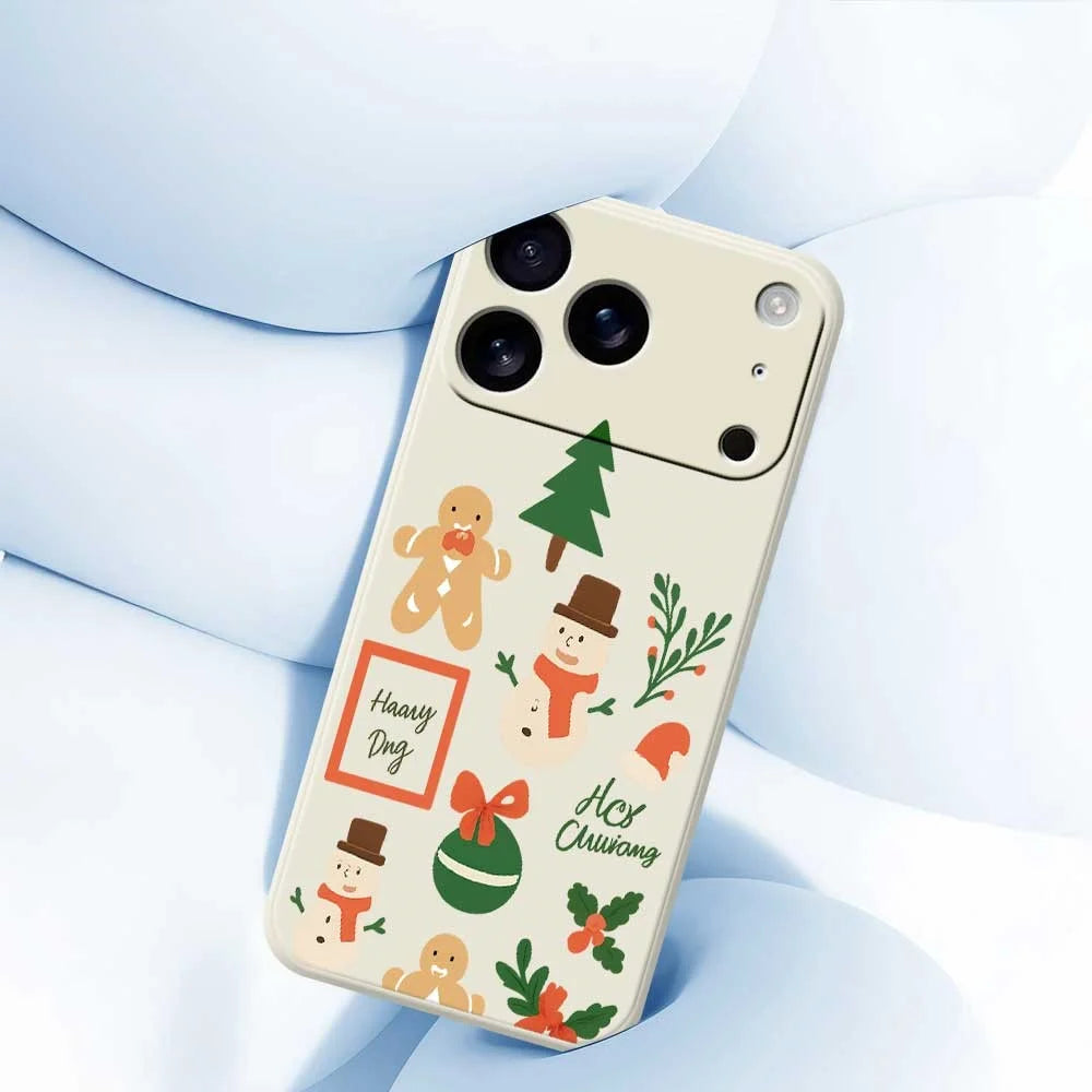 For iPhone 18 Pro / 17 Pro Case Christmas Snowman Pattern Printing Straight Edge TPU Phone Back Cover - Beige - 5