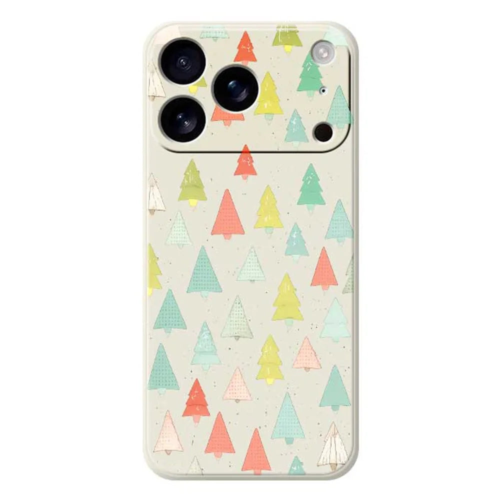For iPhone 18 Pro / 17 Pro Case Colorful Trees Pattern Printing Straight Edge TPU Phone Back Cover - Beige - 1