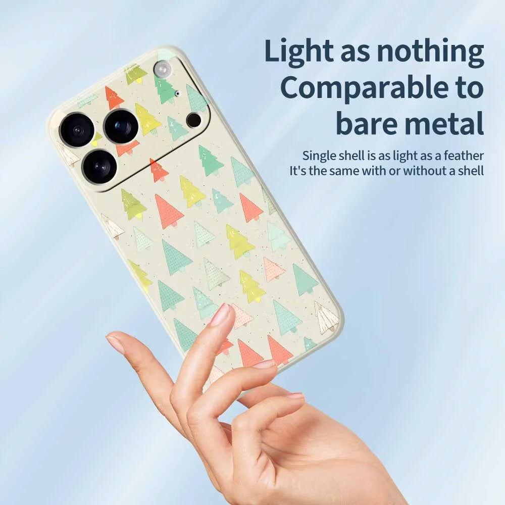 For iPhone 18 Pro / 17 Pro Case Colorful Trees Pattern Printing Straight Edge TPU Phone Back Cover - Beige - 4
